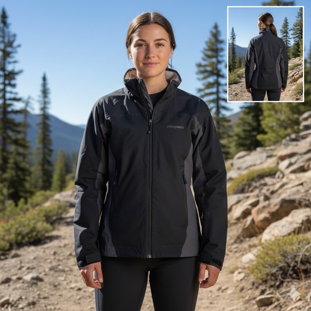 Patagonia Women's Medium Black Grey Full Zip Fleece Lined Jacket